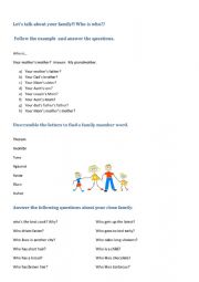 English Worksheet: Who is who in your family?