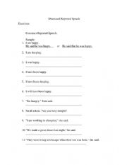 English Worksheet: direct speechh