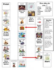 English Worksheet: board game how often present simple