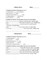 English Worksheet: prepositions at, in, of and modifiers