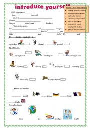 English Worksheet: introduce yourself worksheet 