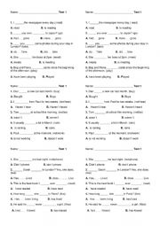 English Worksheet: Review tenses 