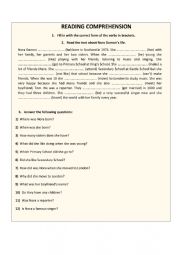 English Worksheet: Reading Comprehension