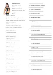 English Worksheet: Tini Stoessel Fact File