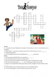 English Worksheet: Tom Sawyer Crossword
