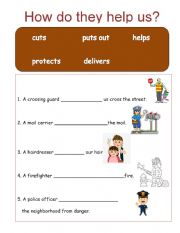 English Worksheet: Community Helpers Job: How do they help us?