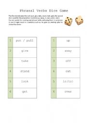 Phrasal Verbs Dice Game