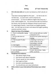 English Worksheet: School Life