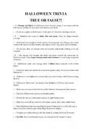 English Worksheet: HALLOWEEN TRIVIA