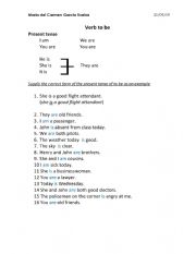 English Worksheet: verb to be