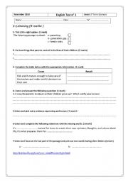 English Worksheet: third form test1