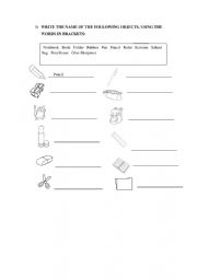 English Worksheet: SCHOOL MATERIAL 