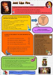 English Worksheet:  P!NK- Just like fire worksheet 