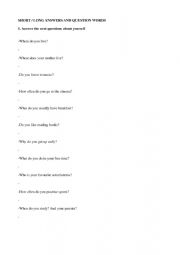 English Worksheet: Question words