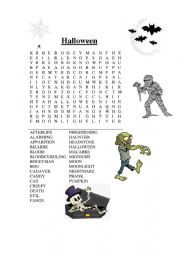 English Worksheet: Halloween Word Search Puzzle