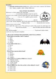 English Worksheet: Story about Halloween 