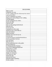 English Worksheet: housework