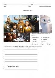 English Worksheet: Family in How to Train your Dragon and Frozen