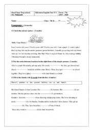 English Worksheet: Mid-term English test n1 7th form