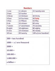 English Worksheet: Numbers and dates