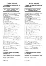 English Worksheet: song activity