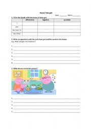 Worksheet: Have got/ Has got