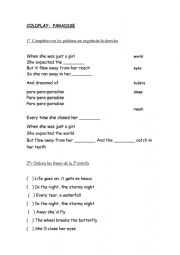 English Worksheet: Coldplay paradise