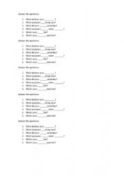 English Worksheet: Questions in present and past (gap filling)