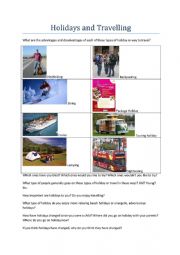 English Worksheet: Holidays and traveling