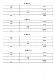 English Worksheet: TEST Irregular verbs
