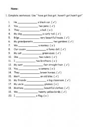 English Worksheet: Have got / Has got
