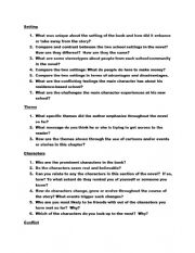 English Worksheet: Book Talk Questions (ESLDO  Level Ontario)
