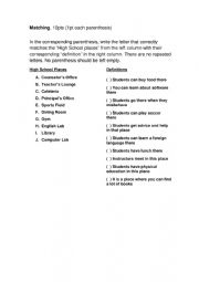 English Worksheet: High School Places Matching Worksheet