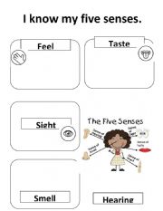 English Worksheet: I know my five senses
