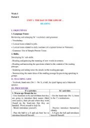 English Worksheet: Lesson Plan Tieng Anh Grade 10