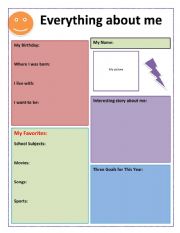 English Worksheet: all about me