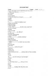 English Worksheet: Past Continuous, Simple Past