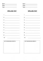 Spelling test template