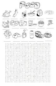 English Worksheet: food wordsearch