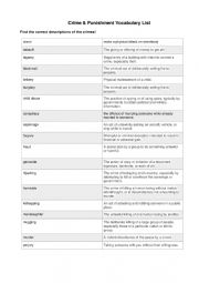 English Worksheet: Crime & Punishment Vocabulary Exercise