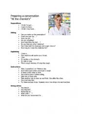 English Worksheet: A conversation at the chemists