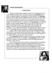 English Worksheet: Reading and Past tenses