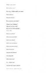 English Worksheet: Greating Questions