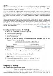 English Worksheet: test