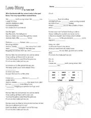 English Worksheet: love story, Taylor swift