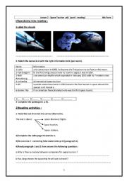 English Worksheet: 4 th formers lesson 2 space tourism 