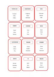 English Worksheet: taboo cards 