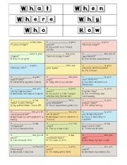Verb be, wh-questions cutout or worksheet