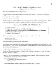 English Worksheet: ethics in business unit designed for 3rd year algerian students 