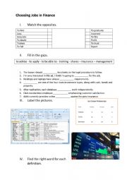 Jobs in Finance Vocabulary encoding exercise